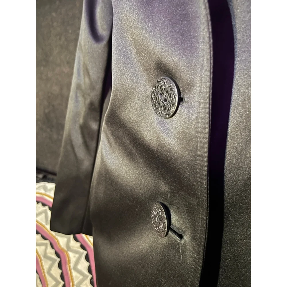 Women's Tahari Black Satin Trench Coat